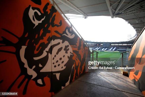 General view of KCOM Stadium, home of Hull City during the Sky Bet League One match between Hull City and Sunderland at KCOM Stadium on April 20,...