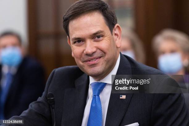 Senator Marco Rubio, R-FL, speaks during a Senate Commerce, Science, and Transportation Committee hearing on the nomination of Former Senator Bill...
