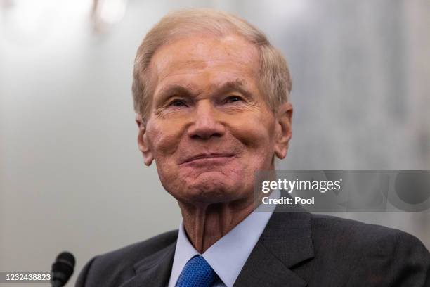 Former US Senator Bill Nelson, nominee to be administrator of NASA, looks on during a Senate Commerce, Science, and Transportation Committee...