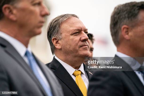 Former Secretary of State Mike Pompeo, attends a Republican Study Committee news conference on Capitol Hill on Wednesday, April 21, 2021 in...