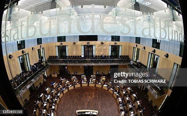 Plenary session of the German Bundesrat is pictured in Berlin on April 22, 2021. - The controversial law amendment to curb the coronavirus pandemic...