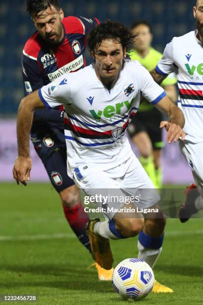 Tommaso Augello of Sampdoria during the Serie A match between FC Crotone and UC Sampdoria at Stadio Comunale Ezio Scida on April 21, 2021 in Crotone,...