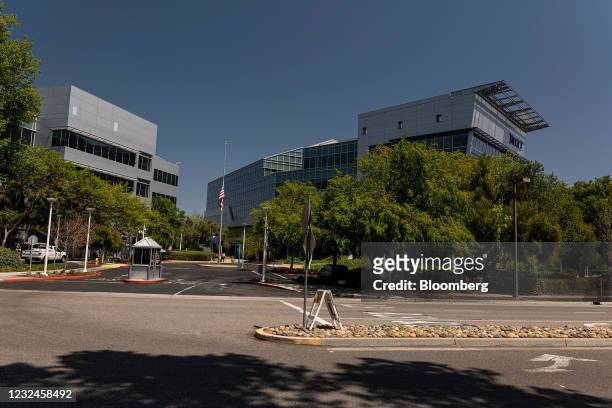 The Oath Inc. Yahoo! headquarters in Sunnyvale, California, U.S., on Wednesday, April 21, 2021. Silicon Valley has the lowest office vacancy rate in...