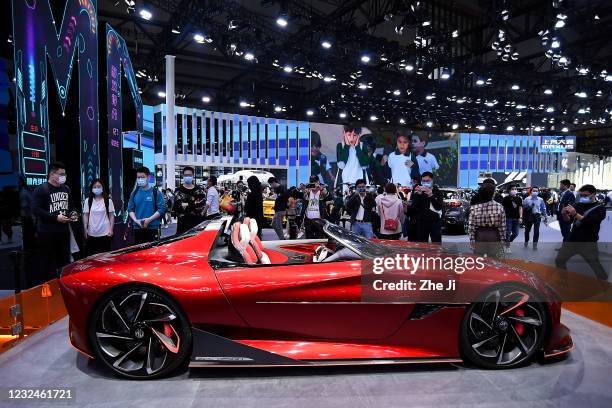 Motor MG Cyberster concept electric sports car is on display during the 19th Shanghai International Automobile Industry Exhibition, also known as...