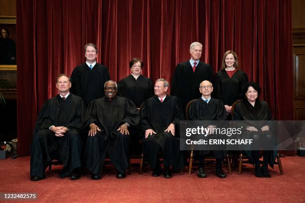 Associate Justice Samuel Alito, Associate Justice Clarence Thomas, Chief Justice John Roberts, Associate Justice Stephen Breyer and Associate Justice...