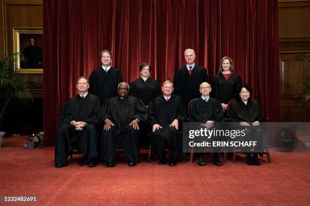 Associate Justice Samuel Alito, Associate Justice Clarence Thomas, Chief Justice John Roberts, Associate Justice Stephen Breyer and Associate Justice...