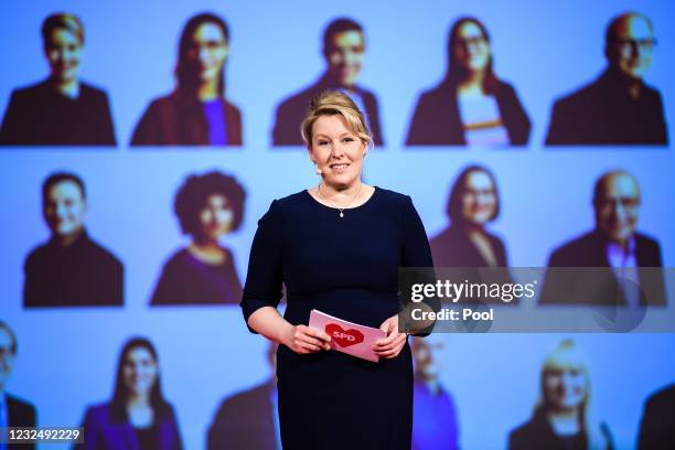 Berlin Social Democratic Party co-chairwoman and nominated top candidate for the elections to the House of Representatives Franziska Giffey delivers...