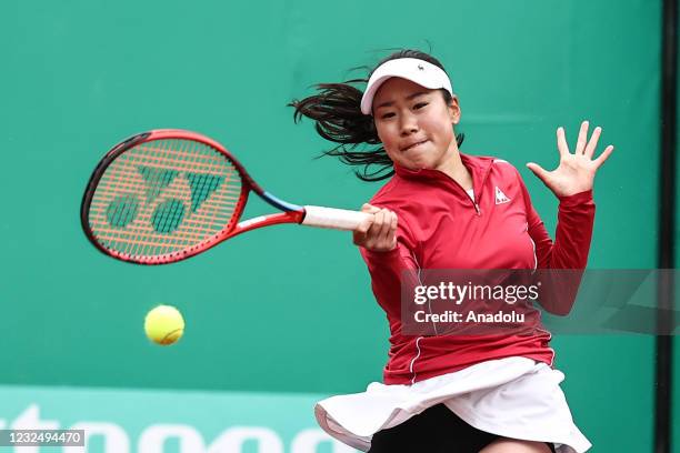 Paula Kania and Julia Wachaczyk compete with Nao Hibino-Makoto Ninomiya during TEB BNP Paribas Istanbul Cup semi final doubles match in Istanbul,...