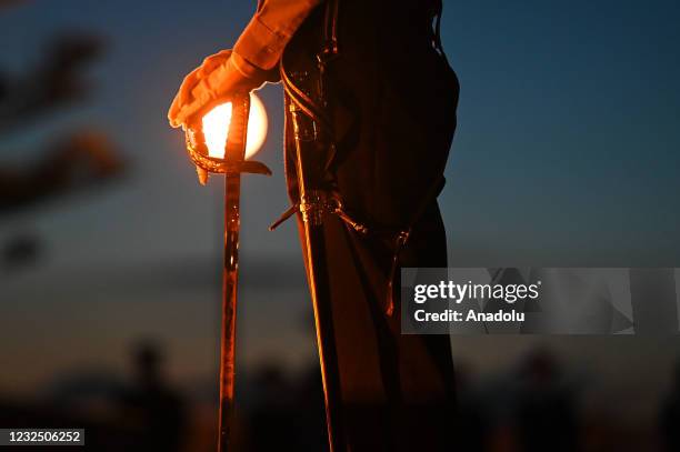 Members of the The Australian Air Force Cadets participate in the Anzac Day Dawn Service at Coogee Beach in Sydney, Australia, on April 25, 2021.