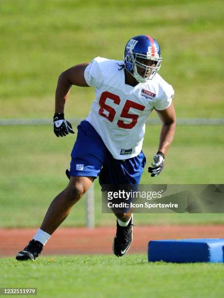 New York Giants offensive tackle William Beatty during the morning practice of the first day of training camp at the University of Albany in Albany,...