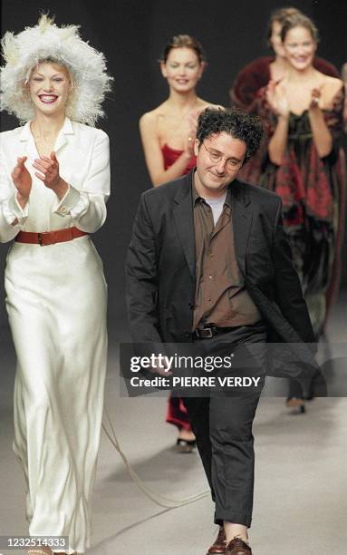 Photo taken on March 13, 1997 shows Israeli-American Alber Elbaz during his first ready-to-wear show for Guy Laroche. Elbaz will show 08 March his...