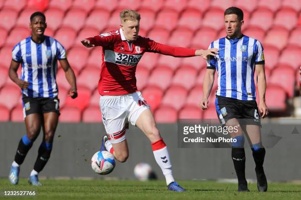 Josh Coburn of Middlesbrough in action during the Sky Bet Championship match between Middlesbrough and Sheffield Wednesday at the Riverside Stadium,...