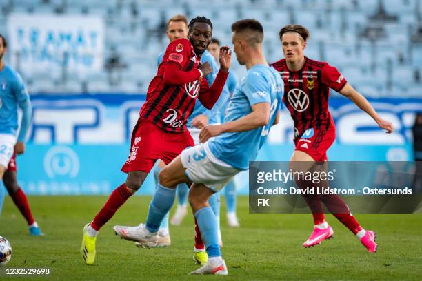 Blair Turgott of Ostersunds FK during the Allsvenskan match between Malmo FF and Ostersunds FK at Eleda Stadion on April 25, 2021 in Malmo, Sweden.