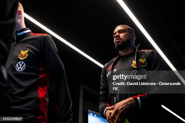 Noah Sonko Sundberg of Ostersunds FK ahead of the Allsvenskan match between Malmo FF and Ostersunds FK at Eleda Stadion on April 25, 2021 in Malmo,...