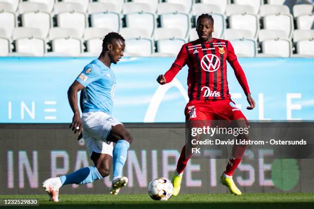 Blair Turgott of Ostersunds FK during the Allsvenskan match between Malmo FF and Ostersunds FK at Eleda Stadion on April 25, 2021 in Malmo, Sweden.