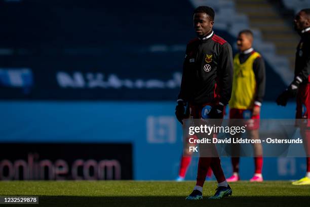 Frank Arhin of Ostersunds FK during the Allsvenskan match between Malmo FF and Ostersunds FK at Eleda Stadion on April 25, 2021 in Malmo, Sweden.
