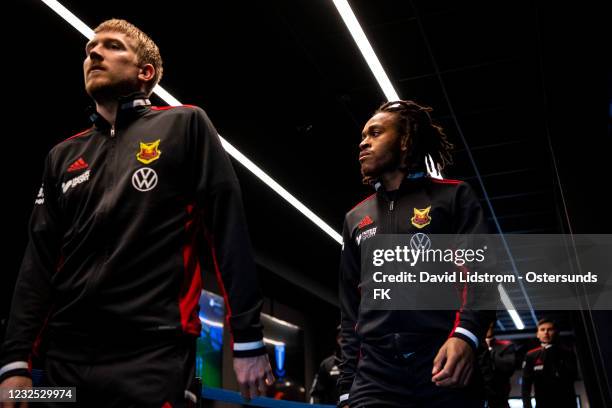 Francis Jno-Baptiste of Ostersunds FK ahead of the Allsvenskan match between Malmo FF and Ostersunds FK at Eleda Stadion on April 25, 2021 in Malmo,...