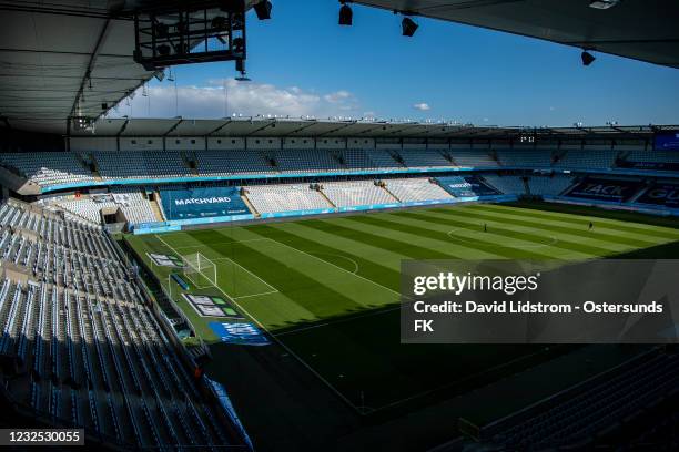 Interior view of Eleda Stadion ahead of the Allsvenskan match between Malmo FF and Ostersunds FK at Eleda Stadion on April 25, 2021 in Malmo, Sweden.