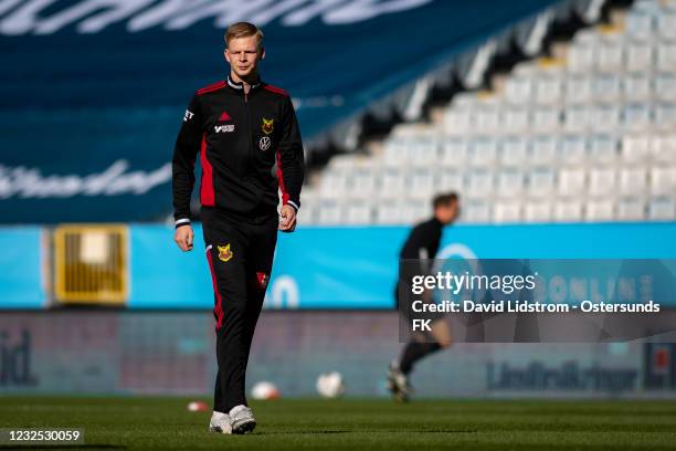 Malcolm Stolt of Ostersunds FK during the Allsvenskan match between Malmo FF and Ostersunds FK at Eleda Stadion on April 25, 2021 in Malmo, Sweden.