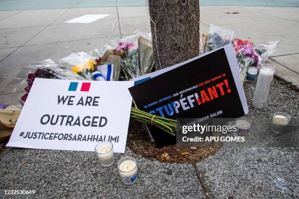 Memorial made by the Jewish community is seen in front of the Consulate General of France on April 25, 2021 in Los Angeles, California to demand...