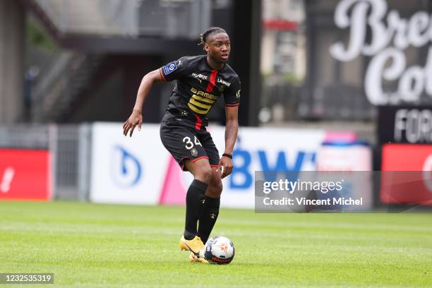 Brandon Soppy of Rennes during the Ligue 1 match between Stade Rennes and Dijon FCO at Roazhon Park on April 25, 2021 in Rennes, France.