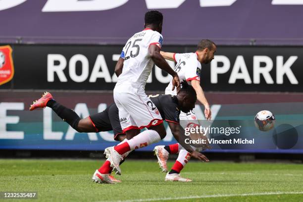 Jeremy Doku of Rennes during the Ligue 1 match between Stade Rennes and Dijon FCO at Roazhon Park on April 25, 2021 in Rennes, France.