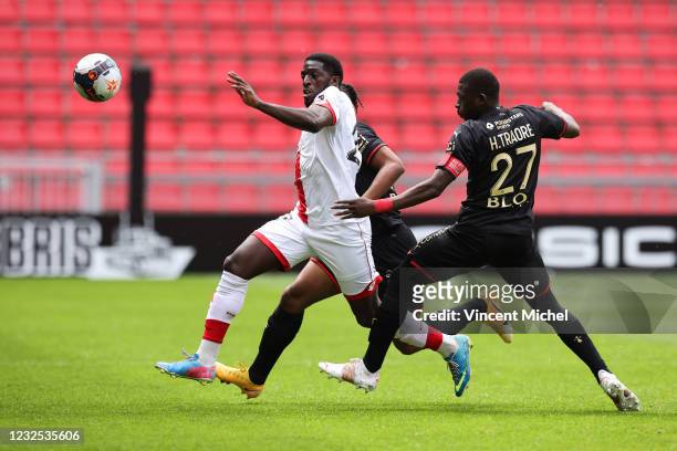 Aboubakar Kamara of Dijon during the Ligue 1 match between Stade Rennes and Dijon FCO at Roazhon Park on April 25, 2021 in Rennes, France.