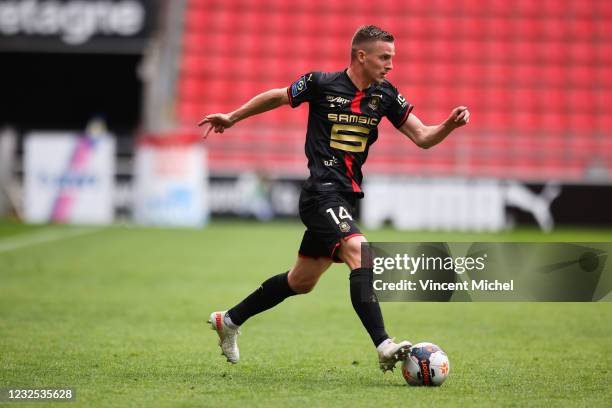 Benjamin Bourigeaud of Rennes during the Ligue 1 match between Stade Rennes and Dijon FCO at Roazhon Park on April 25, 2021 in Rennes, France.