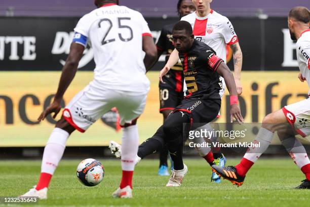 Hamari Traore of Rennes during the Ligue 1 match between Stade Rennes and Dijon FCO at Roazhon Park on April 25, 2021 in Rennes, France.