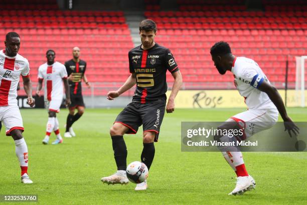 Martin Terrier of Rennes during the Ligue 1 match between Stade Rennes and Dijon FCO at Roazhon Park on April 25, 2021 in Rennes, France.