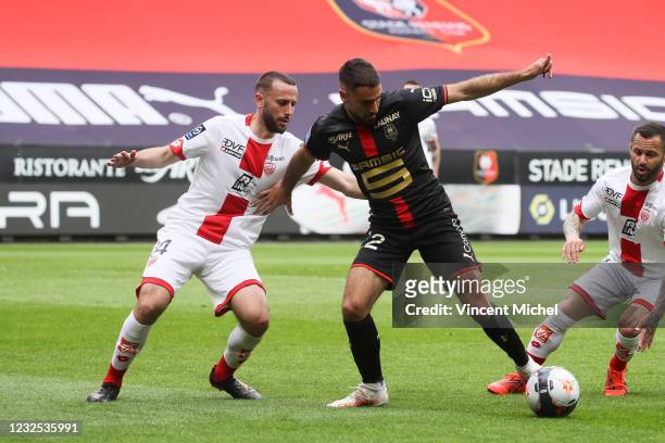 Romain Del Castillo of Rennes during the Ligue 1 match between Stade Rennes and Dijon FCO at Roazhon Park on April 25, 2021 in Rennes, France.