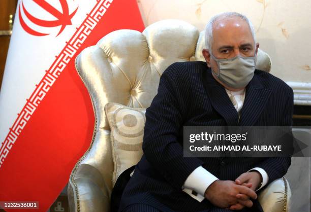 Iran's Foreign Minister Mohammad Javad Zarif looks on during his meeting with his Iraqi counterpart in Iraq's capital Baghdad on April 26, 2021.