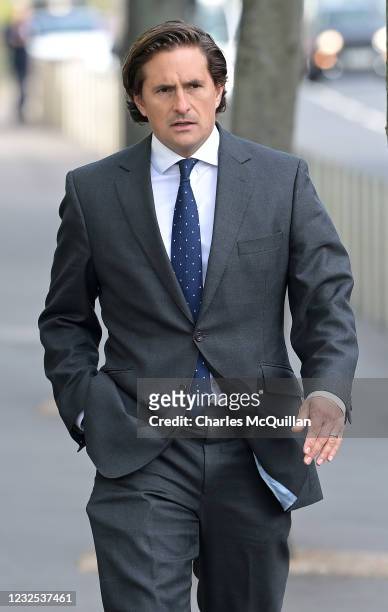 Conservative MP and former defence minister Johnny Mercer arrives outside Laganside court as the trial begins of two former British paratroopers...