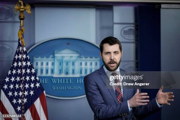 National Economic Council Director Brian Deese speaks during the daily press briefing at the White House on April 26, 2021 in Washington, DC....