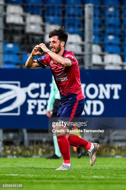 Jason BERTHOMIER of Clermont celebrates his goal during the French Ligue 2 soccer match between Clermont and Chateauroux at Stade Gabriel Montpied on...