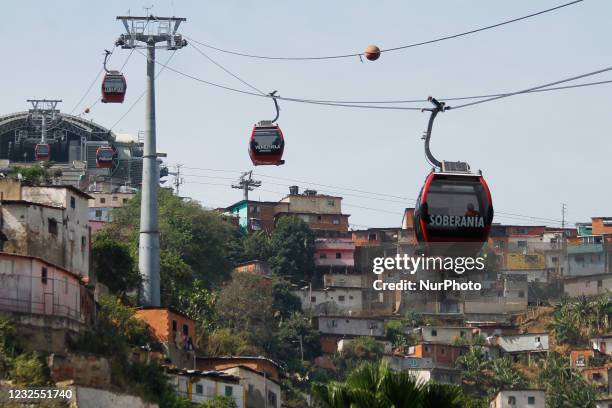 General view of the cable car in the San Agustin del sur neighborhood during the Covid-19 pandemic in Caracas, Venezuela on April 26, 2021.
