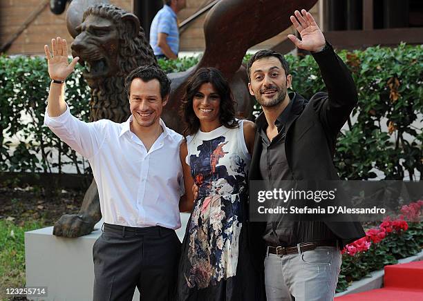 Stefano Accorsi, Valeria Solarino and Filippo Timi attend "Ruggine" Premiere during 68th Venice Film Festivalon September 1, 2011 in Venice, Italy.