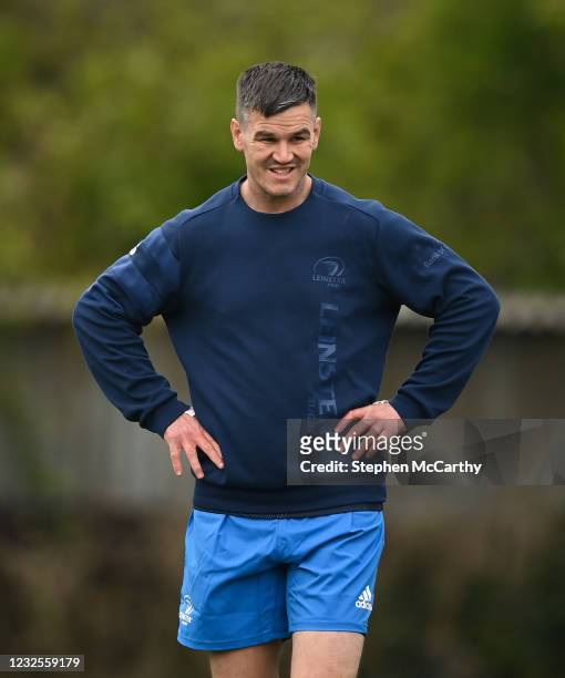 Dublin , Ireland - 27 April 2021; Jonathan Sexton during Leinster rugby squad training at UCD in Dublin.
