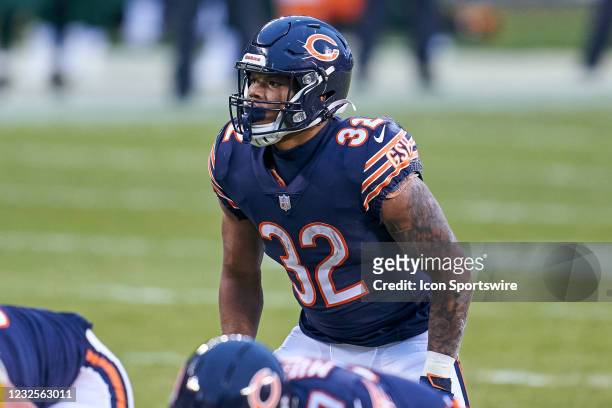 Chicago Bears running back David Montgomery looks on in action during a game between the Chicago Bears and the Green Bay Packers on January 03, 2021...
