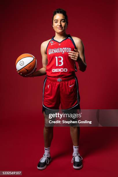 Aislinn Konig of the Washington Mystics poses for a portrait during 2021 WNBA Media Day at the Entertainment and Sports Arena in St. Elizabeth's on...