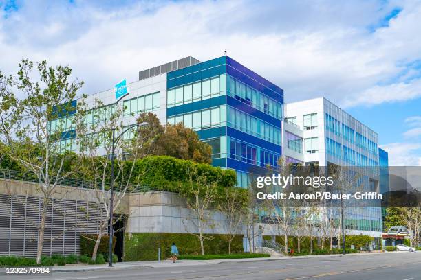 General views of the Hasbro toy company's Media Studios on April 27, 2021 in Burbank, California.