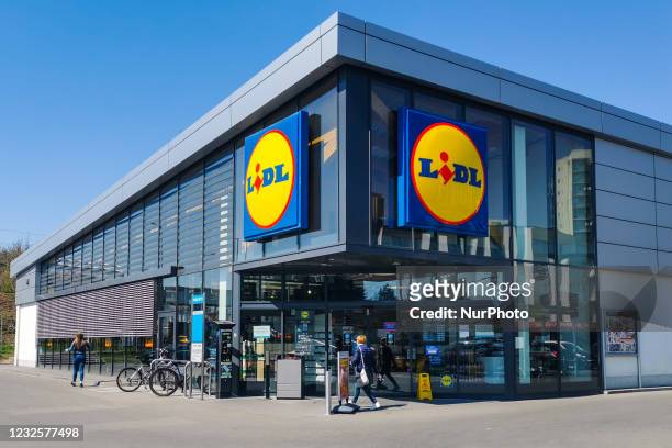 Lidl supermarket in Krakow, Poland on April 28, 2021.