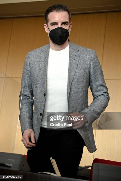 Defendant Former professional football player Christoph Metzelder arrives in the courtroom for the first day of his trial on charges of possessing...