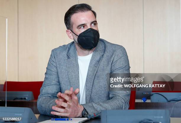 German former soccer player Christoph Metzelder looks on before the beginning of his trial at a regional court in Duesseldorf, western Germany, April...