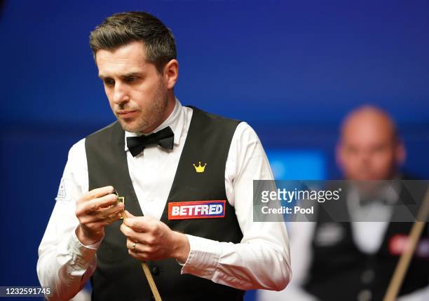 Mark Selby of England seen in his match against Stuart Bingham during day 13 of the Betfred World Snooker Championships 2021 at Crucible Theatre on...