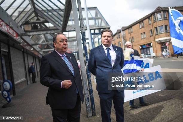 Alex Salmond, leader of the Alba party, is seen campaigning on April 29, 2021 in Greenock, Scotland. Scotland heads to the polls next week in the...