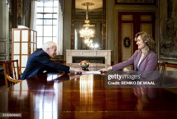 Minister of State and Informateur Herman Tjeenk Willink hands over his final report to President of the House of Representatives Vera Bergkamp in The...