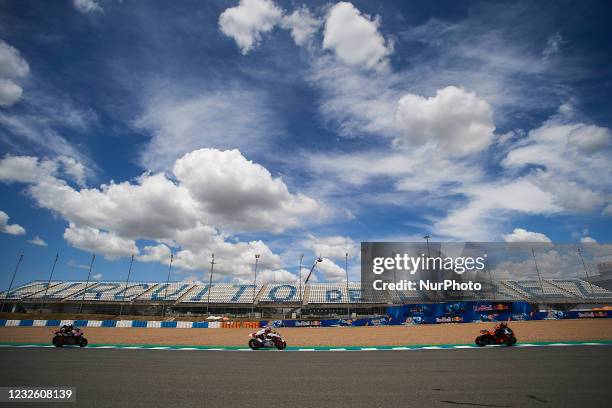 Circuit bleachers without public due to restrictions caused by the Covid 19 pandemic with Moto2 riders during the free practice of Gran Premio Red...