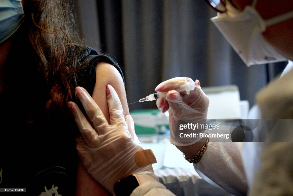 Healthcare Workers Administer Covid-19 Vaccines At American Museum of Natural History