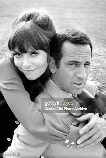 Actors Barbara Feldon and Don Adams, stars of the CBS spy comedy series "Get Smart," are photographed in 1969 in Los Angeles, California.